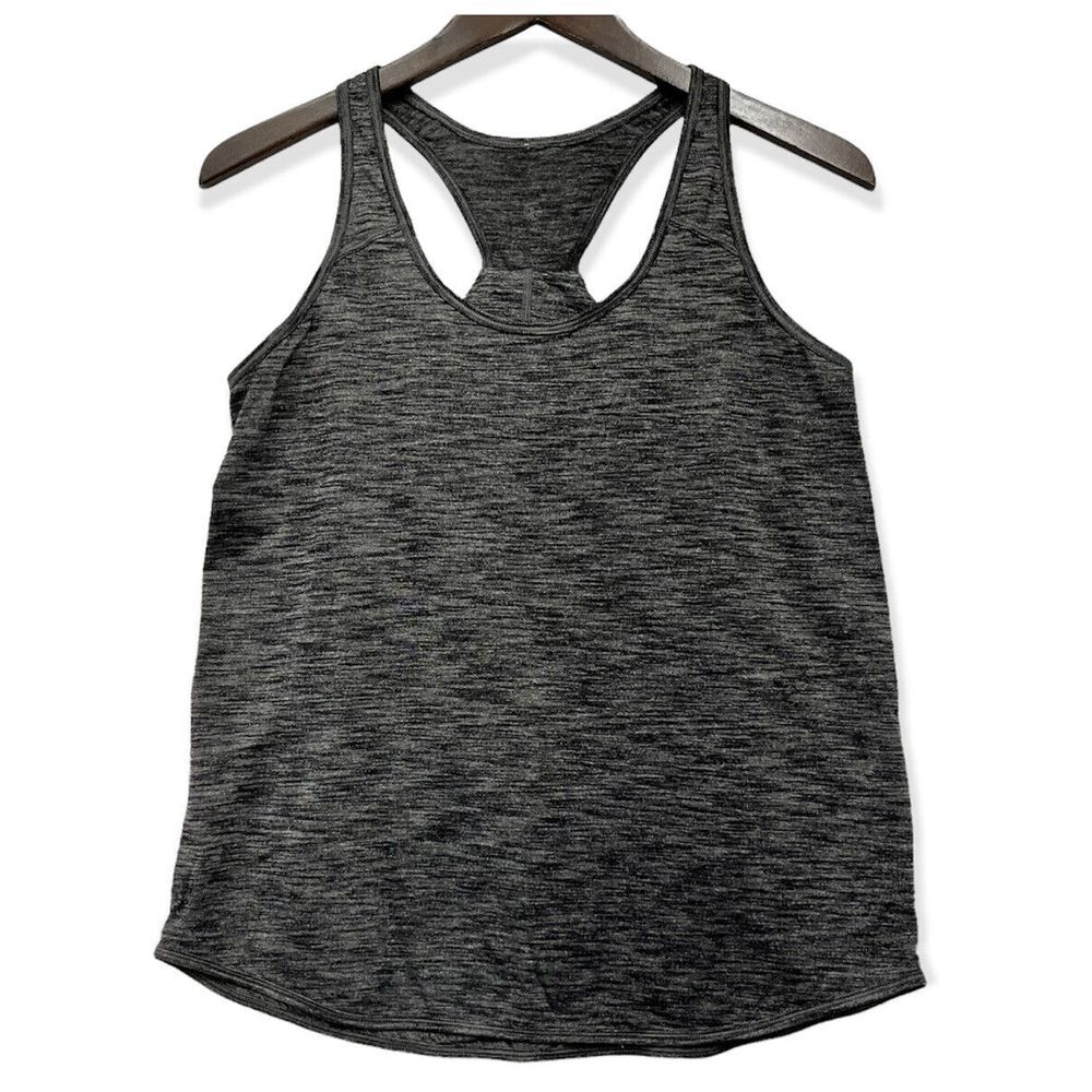 Lululemon Athletica‎ Women's Heathered Gray/Black Racerback Essential Tank Top S